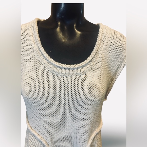 Pure Handknit Women's Ivory Sleeveless Knit Tunic Size M/L - Picture 3 of 6